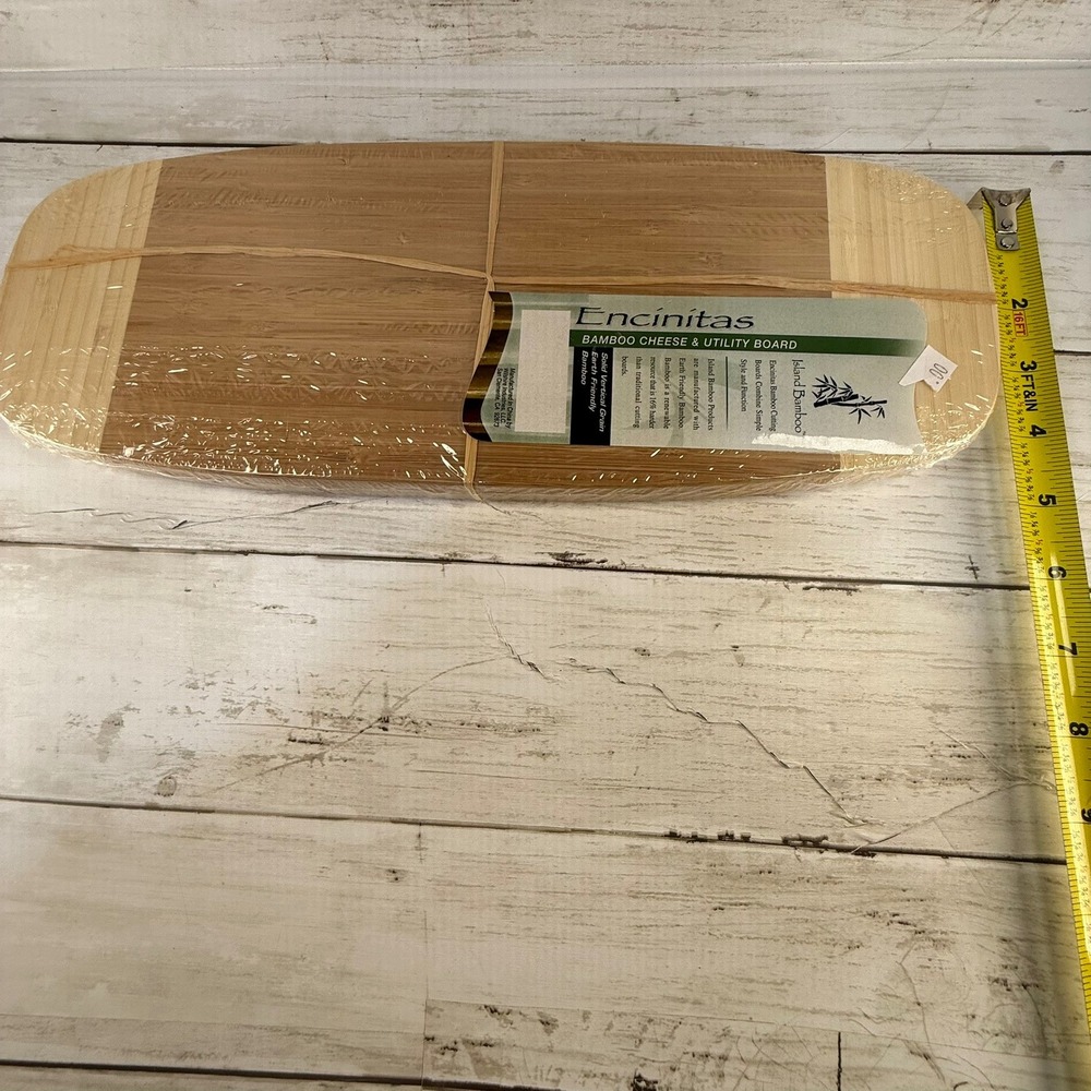 Island Bamboo Encinitas Cheese Utility Board Two Tone Wood Serving Tray New - Picture 6 of 6